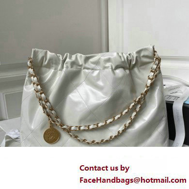 Chanel Shiny Calfskin CHANEL 22 East West Shopping Bag AS4486 White 2023