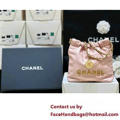 Chanel Shiny Calfskin CHANEL 22 Mini Handbag AS3980 Light Pink/Gold 2023 (ORIGINAL QUALITY)