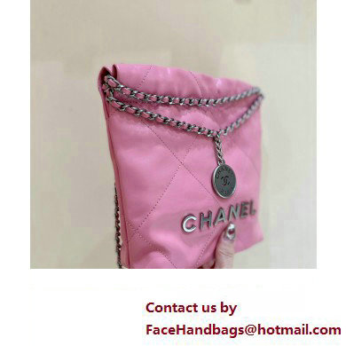 Chanel Shiny Calfskin CHANEL 22 Mini Handbag AS3980 Pink/Silver 2023 (ORIGINAL QUALITY) - Click Image to Close