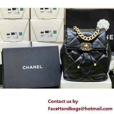 Chanel Shiny Lambskin Chanel 19 Backpack Bag AS4223 Black 2024 (ORIGINAL QUALITY)