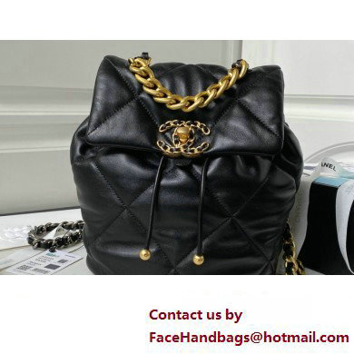 Chanel Shiny Lambskin Chanel 19 Backpack Bag AS4223 Black 2024