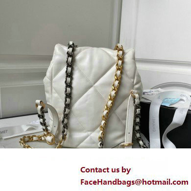 Chanel Shiny Lambskin Chanel 19 Backpack Bag AS4223 White 2024