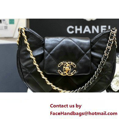 Chanel Shiny Lambskin Chanel 19 Bag AS4638 Black 2024 (ORIGINAL QUALITY)