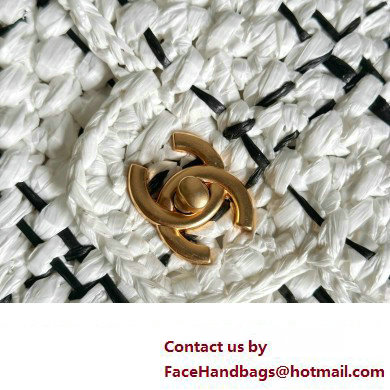 Chanel Shopping Bag in Raffia Effect Braided Tweed AS3786 White 2023