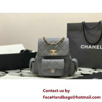 Chanel Small Backpack in Grained Shiny Calfskin AS4399 GRAY 2023