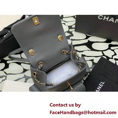 Chanel Small Backpack in Grained Shiny Calfskin AS4399 GRAY 2023