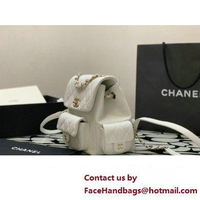 Chanel Small Backpack in Grained Shiny Calfskin AS4399 WHITE 2023