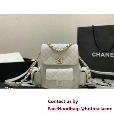 Chanel Small Backpack in Grained Shiny Calfskin AS4399 WHITE 2023