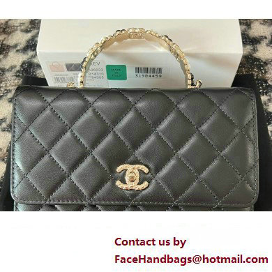 Chanel Small Flap Bag with Flower Top Handle A96033 Black 2024