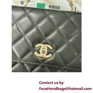 Chanel Small Flap Bag with Flower Top Handle A96033 Black 2024