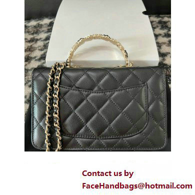 Chanel Small Flap Bag with Flower Top Handle A96033 Black 2024