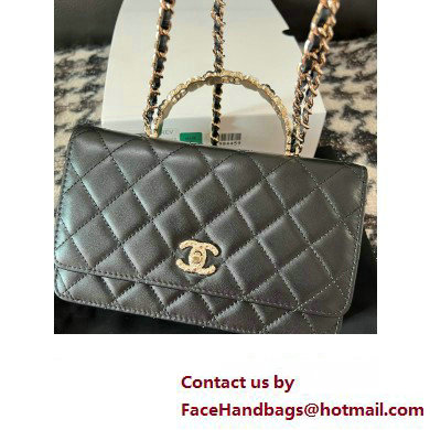 Chanel Small Flap Bag with Flower Top Handle A96033 Black 2024