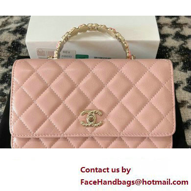 Chanel Small Flap Bag with Flower Top Handle A96033 Pink 2024