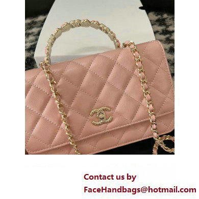 Chanel Small Flap Bag with Flower Top Handle A96033 Pink 2024