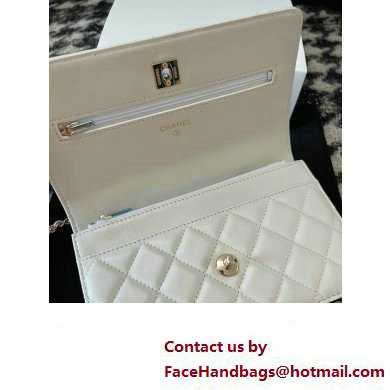 Chanel Small Flap Bag with Flower Top Handle A96033 White 2024