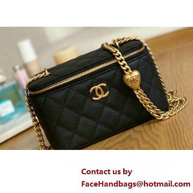 Chanel Small Sweet Heart Vanity Case Bag 81247 in Grained Calfskin Black - Click Image to Close