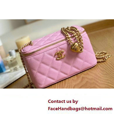 Chanel Small Sweet Heart Vanity Case Bag 81247 in Grained Calfskin Pink