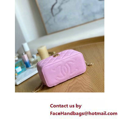 Chanel Small Sweet Heart Vanity Case Bag 81247 in Grained Calfskin Pink