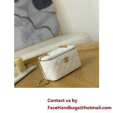 Chanel Small Sweet Heart Vanity Case Bag 81247 in Grained Calfskin White