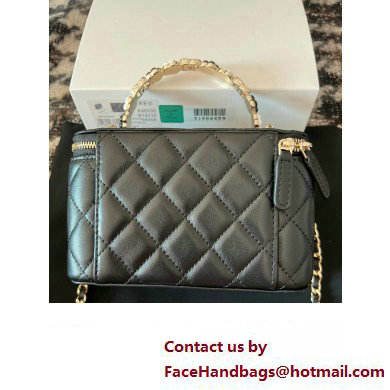 Chanel Small Vanity Case Bag with Flower Top Handle A96035 Black 2024 - Click Image to Close