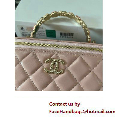 Chanel Small Vanity Case Bag with Flower Top Handle A96035 Pink 2024