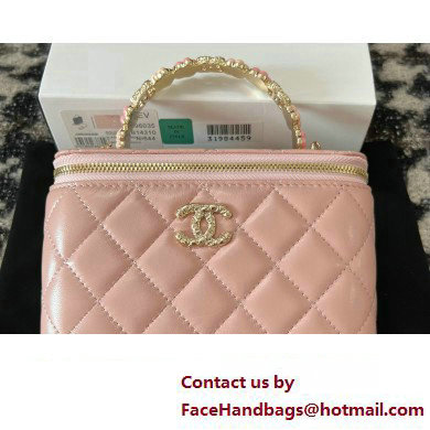 Chanel Small Vanity Case Bag with Flower Top Handle A96035 Pink 2024