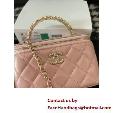 Chanel Small Vanity Case Bag with Flower Top Handle A96035 Pink 2024