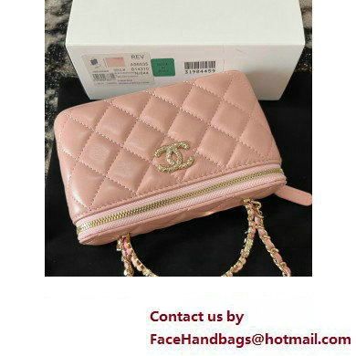 Chanel Small Vanity Case Bag with Flower Top Handle A96035 Pink 2024