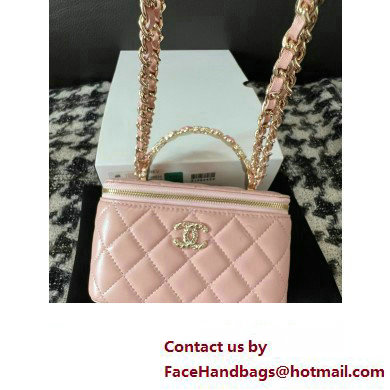 Chanel Small Vanity Case Bag with Flower Top Handle A96035 Pink 2024