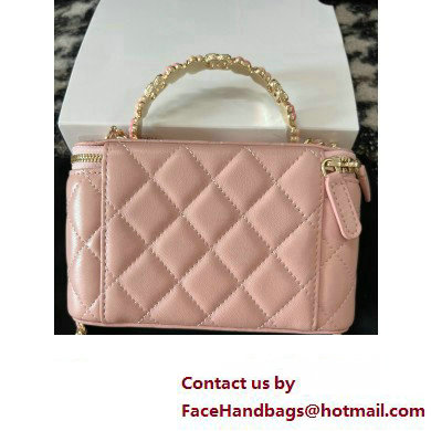 Chanel Small Vanity Case Bag with Flower Top Handle A96035 Pink 2024