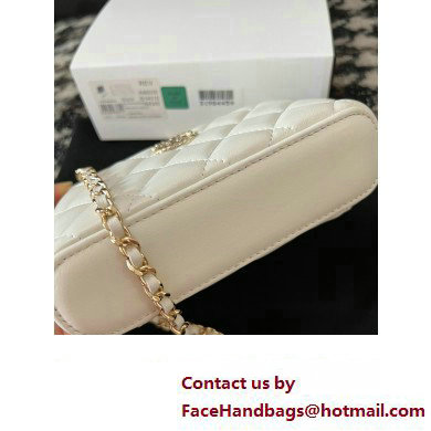 Chanel Small Vanity Case Bag with Flower Top Handle A96035 White 2024