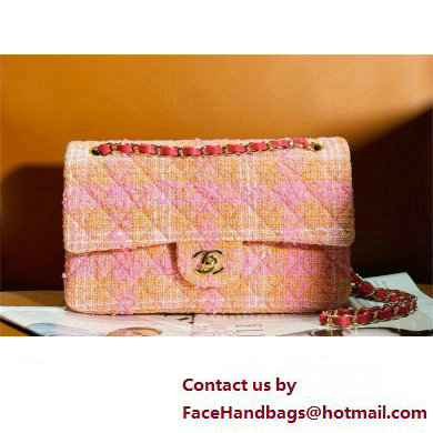 Chanel Tweed 1112 Classic Flap Bag pink 2023 - Click Image to Close