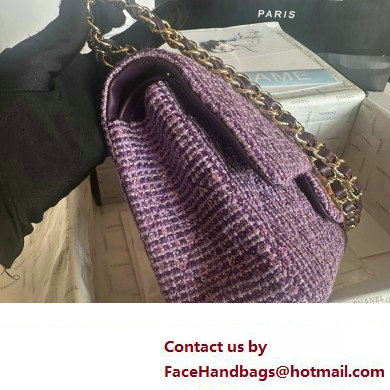 Chanel Tweed 1112 Classic Flap Bag purple 2023