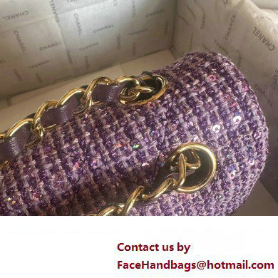 Chanel Tweed 1112 Classic Flap Bag purple 2023