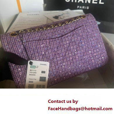 Chanel Tweed 1112 Classic Flap Bag purple 2023