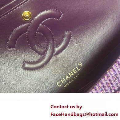 Chanel Tweed 1112 Classic Flap Bag purple 2023