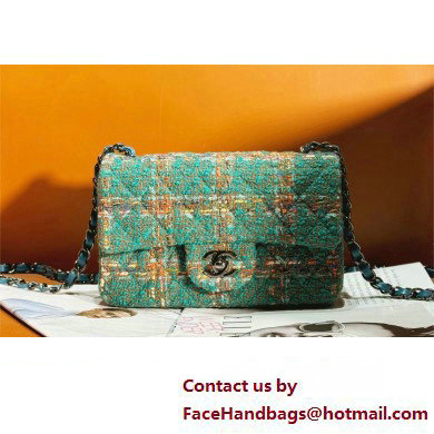 Chanel Tweed 1116 Classic Flap Bag green multicolor 2023