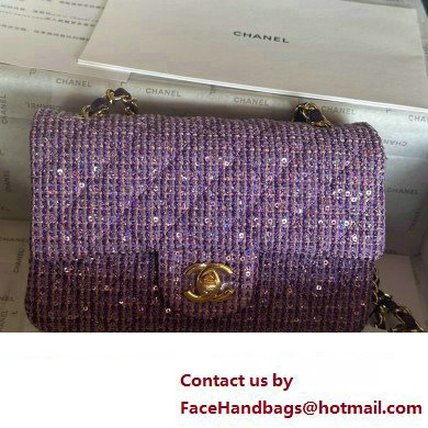 Chanel Tweed 1116 Classic Flap Bag purple 2023