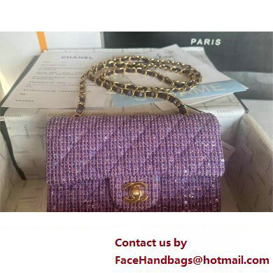 Chanel Tweed 1116 Classic Flap Bag purple 2023