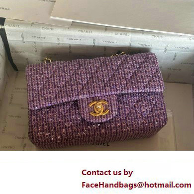 Chanel Tweed 1116 Classic Flap Bag purple 2023