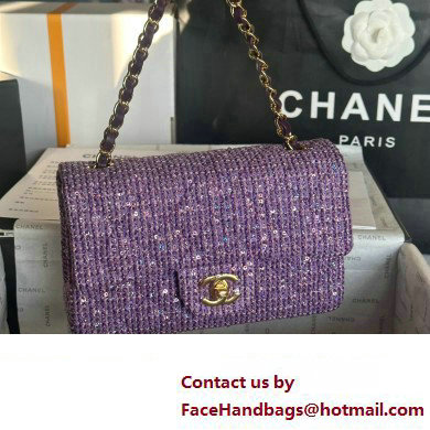 Chanel Tweed 1116 Classic Flap Bag purple 2023