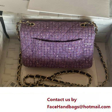 Chanel Tweed 1116 Classic Flap Bag purple 2023