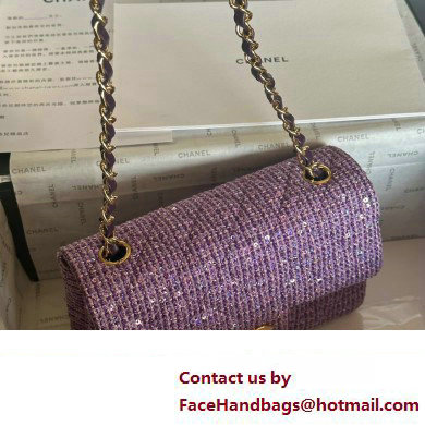 Chanel Tweed 1116 Classic Flap Bag purple 2023