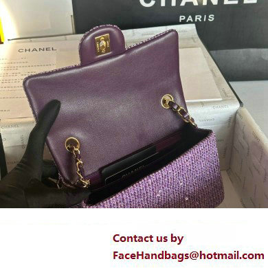 Chanel Tweed 1116 Classic Flap Bag purple 2023