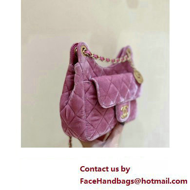 Chanel Velvet Small Hobo Bag AS4323 Pink 2023 (ORIGINAL QUALITY) - Click Image to Close