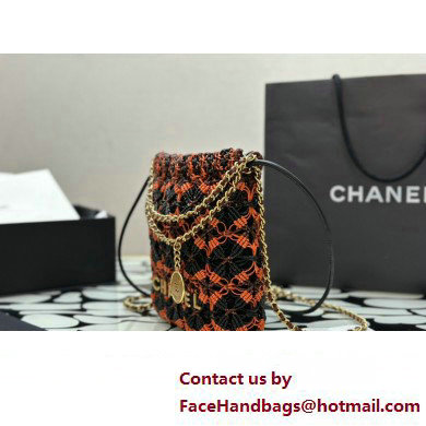 Chanel metallic calfskin macrame CHANEL 22 Mini Handbag AS3980 Light Brown/Burgundy/Black 2023