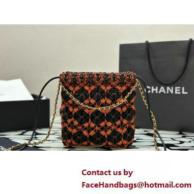 Chanel metallic calfskin macrame CHANEL 22 Mini Handbag AS3980 Light Brown/Burgundy/Black 2023