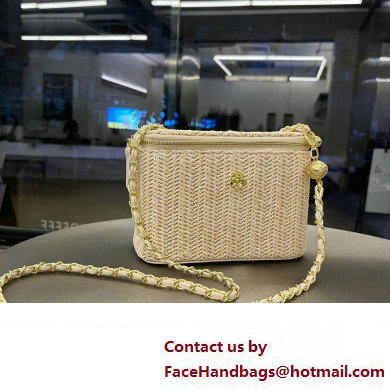 Cheap Sale Chanel Raffia Straw Vanity Case bag Creamy 2024