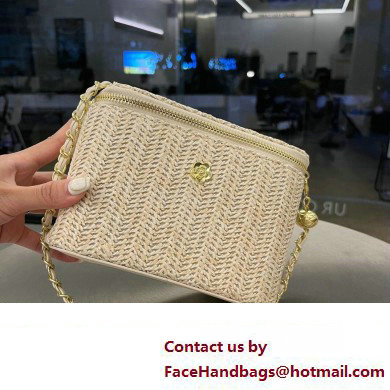 Cheap Sale Chanel Raffia Straw Vanity Case bag Creamy 2024