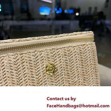 Cheap Sale Chanel Raffia Straw Vanity Case bag Creamy 2024